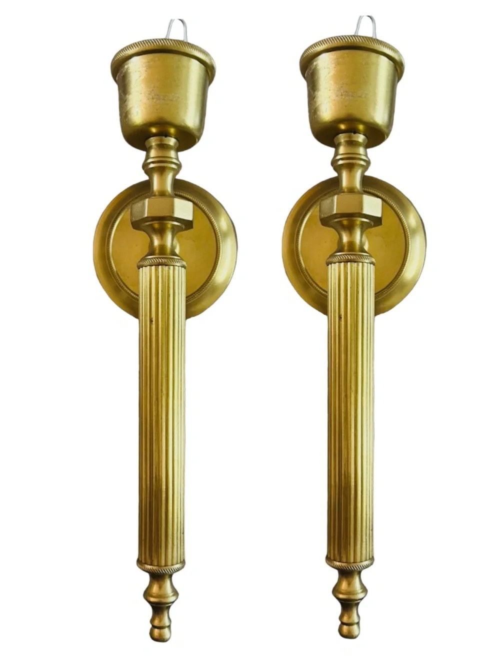 Vintage Solid Brass Wall Sconce Candle Holder 12” (pair of 2) Regency Style